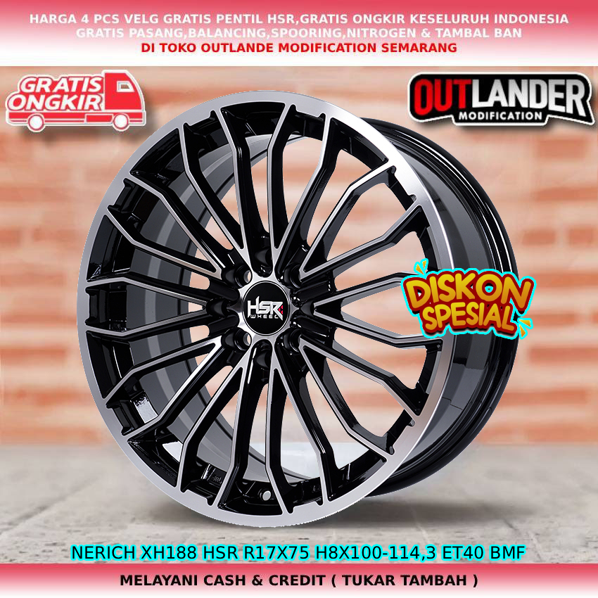 Velg racing ring17 untuk mobil Raize| Soluna| Ayla| Calya| Corolla| Agya| dll velg hsr NERICH R17