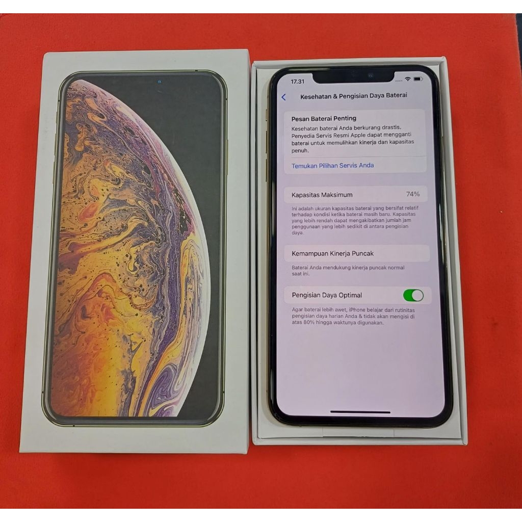 iphone xs max 256GB inter all opminus hb 74% orian awetfitur fungsi semua siap pakai @