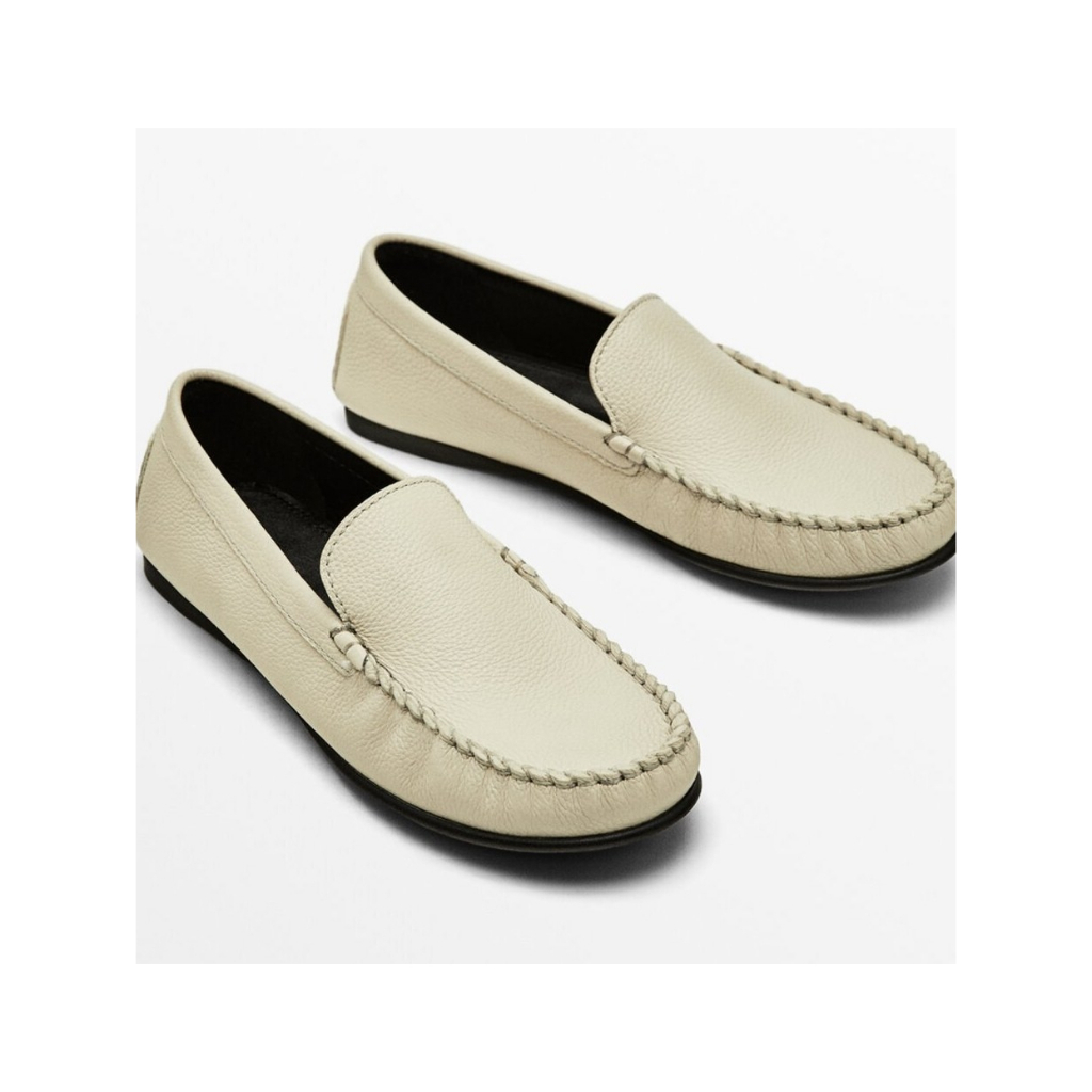 Massimo Dutti Women's Leather Loafers Shoes - Sepatu Flat Wanita Size 37