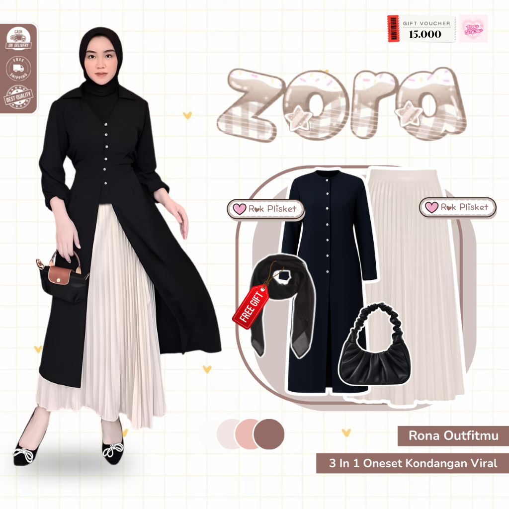 Starla Outfit Lebaran 2026 Viral ( Tunik + Rok Plisket  + Shoulder Bag ) Outfit Lebaran Kekinian Vir