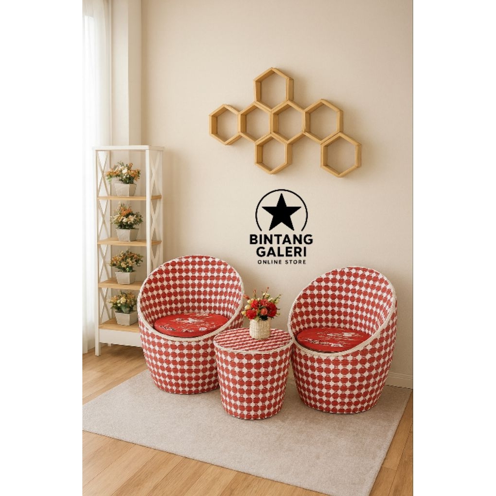 Kursi Teras Gentong Rotan Sintetis Minimalis Kursi Tamu Murah