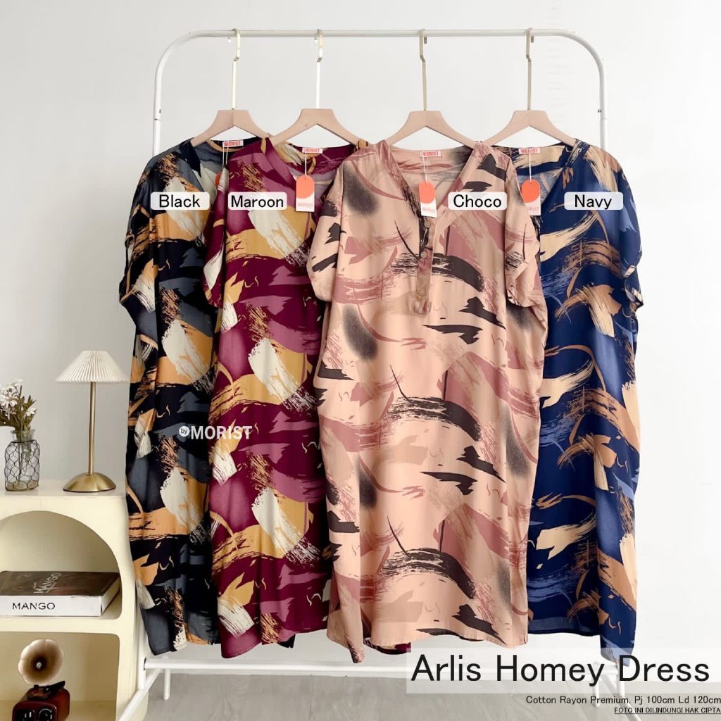 Arlis Homey Dress Daster Pendek Premium Cotton Rayon Original Morist Berlabel