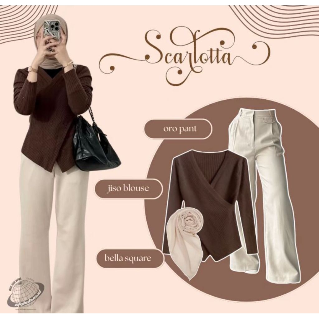Outfit Ootd Korean / Outfit Nonkrong (blouse + Hijab Paris + Oro pants ) Setelan Wanita Ootd / Setel