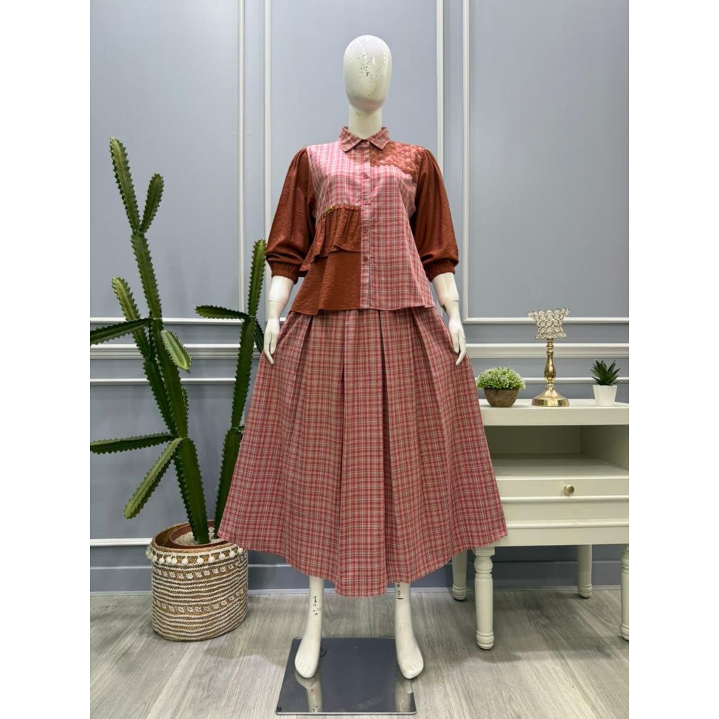 SALVINA YS ONE SET KOTAK ONE SET ROK TILE RENDA/MIDI ONE SET/SET ROK LD 108PB 130