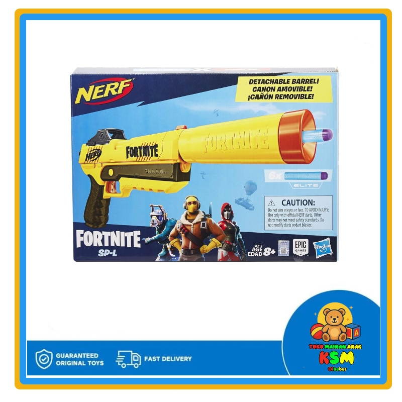 Nerf Fortnite SP-L Elite Dart Blaster Original Hasbro dengan Detachable Barrel dan 6 Darts