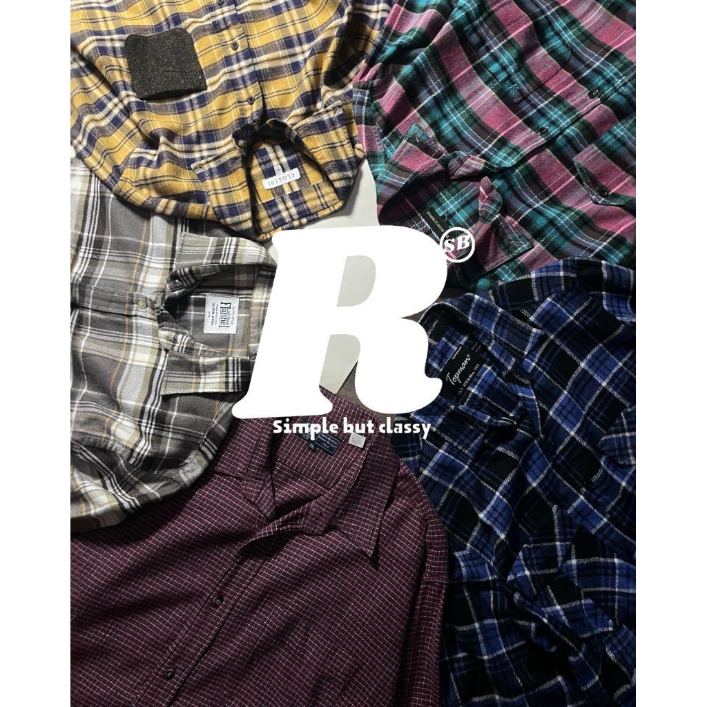 Kemeja Lengan Panjang Flannel Shirt Hoodie Jepang Mix Brand Unisex