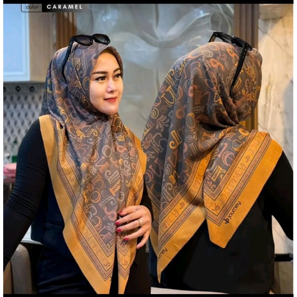 (FREE POUCH) SEGIEMPAT MOTIF JOURNEY KW TIMI SERIES HIJAB JOURNEY KW TERBARU SEGIEMPAT JOURNEY KW TI