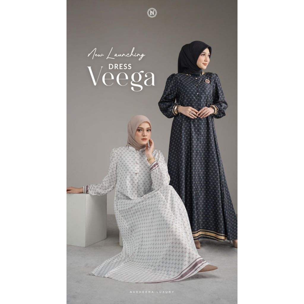 VEEGA DRESS ORI NADHEERA LUXURY||DRESS ELEGAN||DRESS SULTAN||DRESS MEWAH||BISA COD