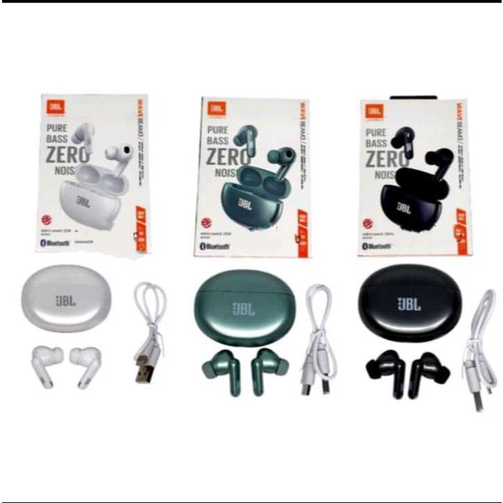 TWS EARPHONE HEADSET AIRBUDS JBL WAVE BEAM3 HEADSET BLUETOOTH SUPER BASS Pure Bass ZERO NOISE