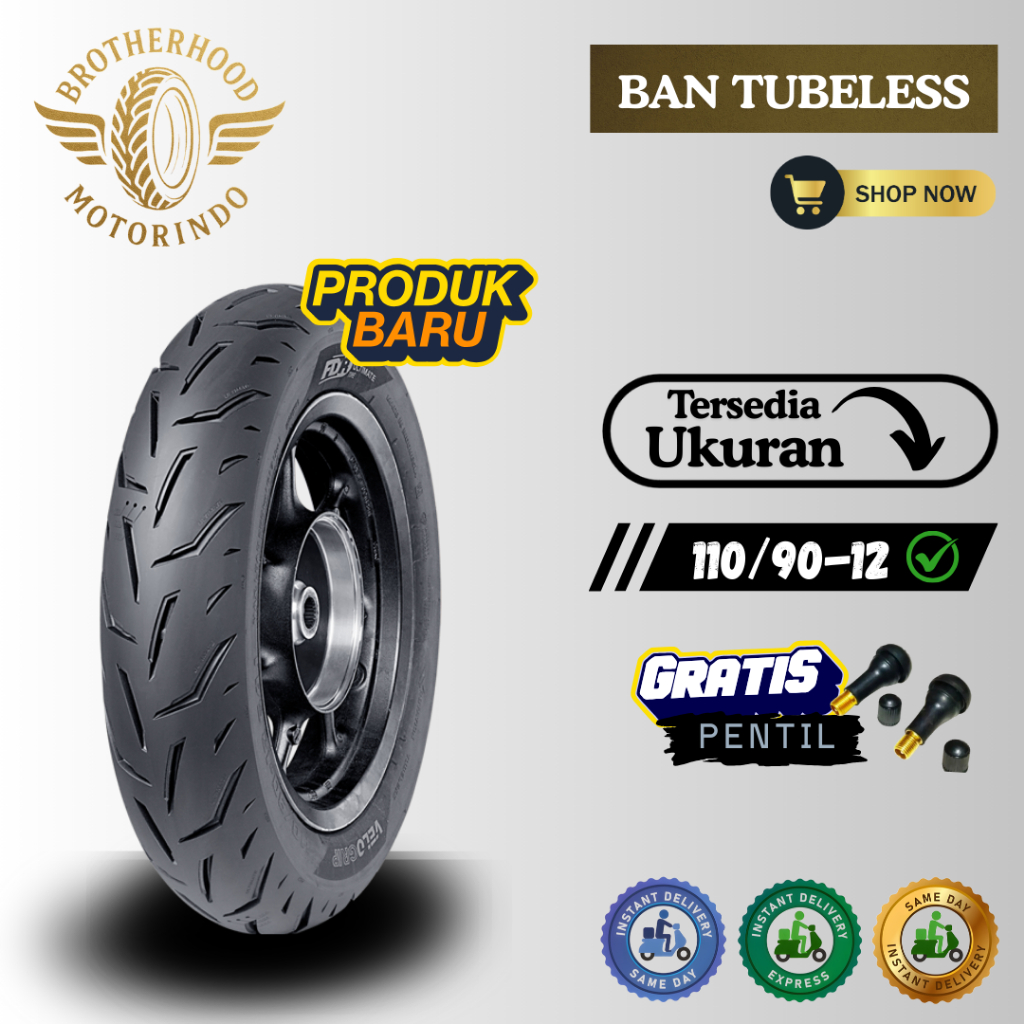 BAN FDR VELOGRIP 110/90-12 TUBELESS / BAN TUBLES / BAN MOTOR RING 12 / BAN FDR RING 12  / FAZZIO SCO