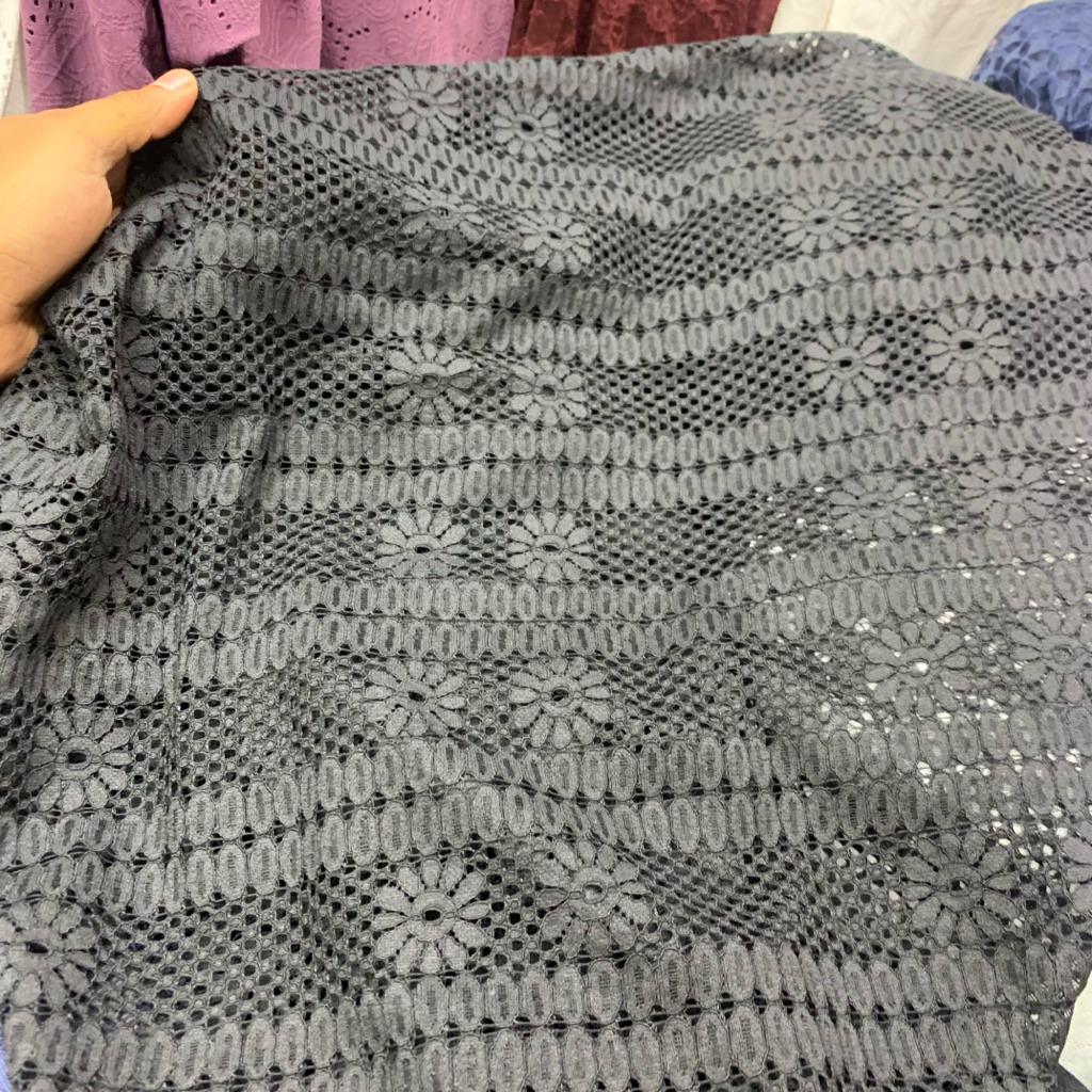 kain brokat premium - kain brokat lace garment - kain brokat premium [HITAM]