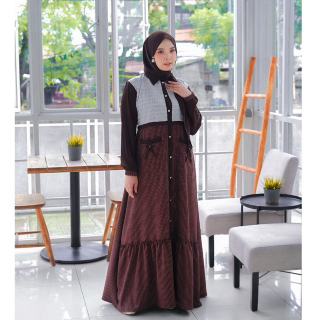 Gamis wanita sabrina anti UV viona set khimar /gamis mewah elegan terbaru / gamis dewasa kekinian