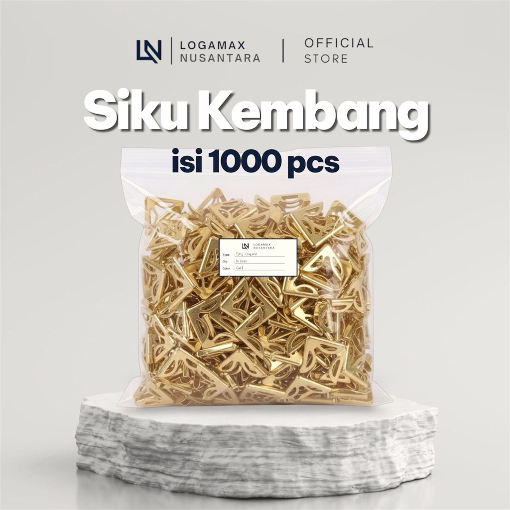 (±1.000 PCS) SIKU KEMBANG EMAS LOGAMAX / SIKU KEMBANG / SIKU SUDUT BUKU / SIKU BUKU WISUDA/ SIKU BUK