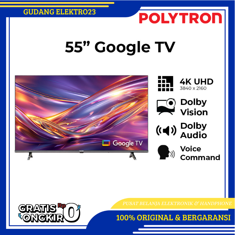 TV POLYTRON GOOGLE TV 55 INCH POLYTRON UHD PLD-55UG5059 GARANSI RESMI