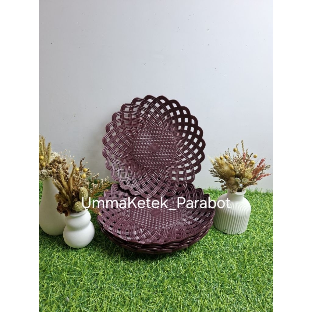 Anyaman Rotan Plastik/Piring Rotan Serbaguna.
