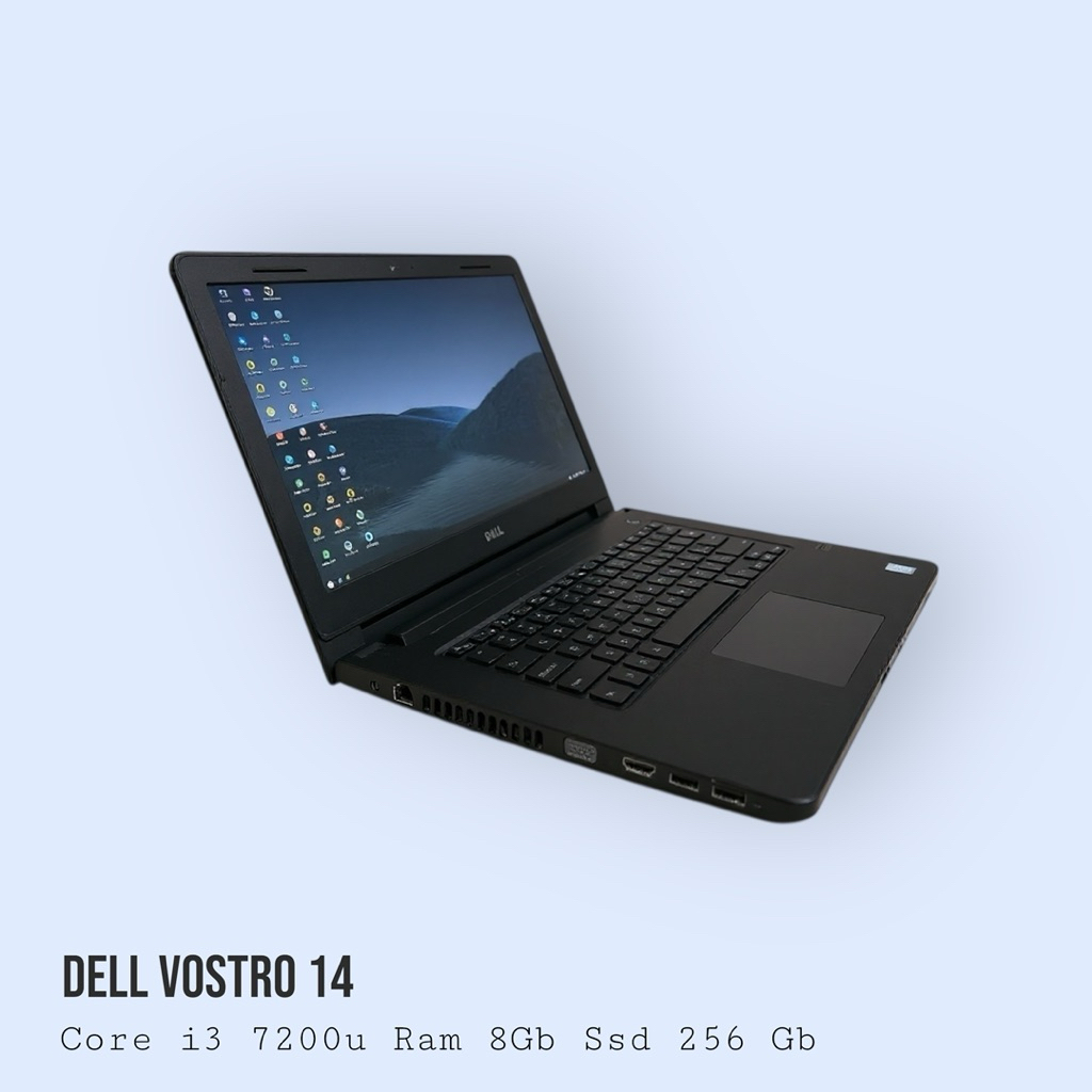 Laptop Dell Vostro 14 Core i3 7200u RAM 8GB SSD 256GB Kondisi Bekas Normal