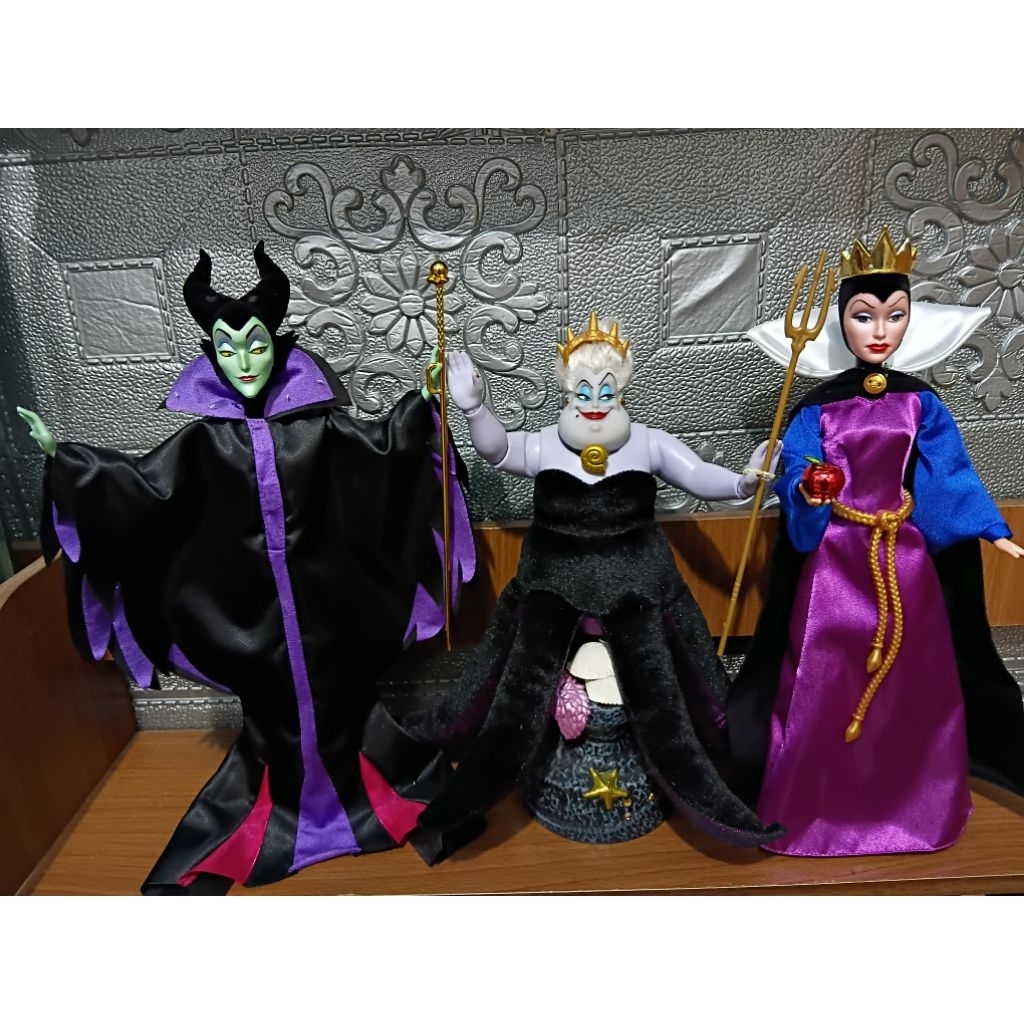 Barbie doll Disney villains ursula, maleficent, evill queen