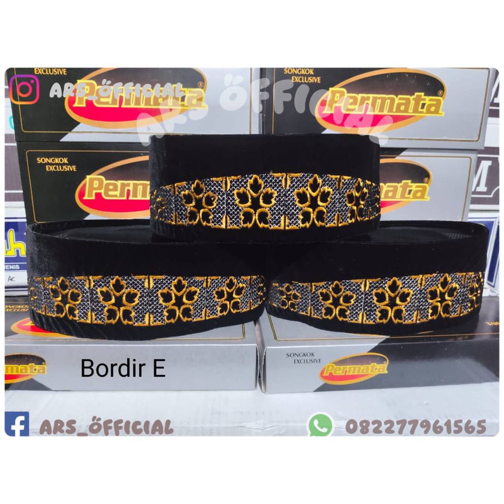 GROSIR SONGGKOK/PECI PERMATA BORDIR ISI (10pcs) BAHAN BLUDRU HALUS NYAMAN UNTUK DIPAKAI