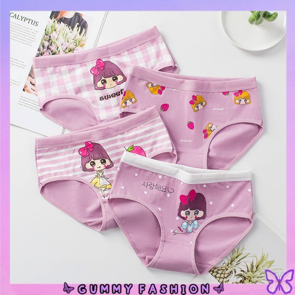 •GUMMY•CD1897 Celana Dalam Segitiga Anak Perempuan CD Katun Motif Kartun Girl Ungu Purple Lucu