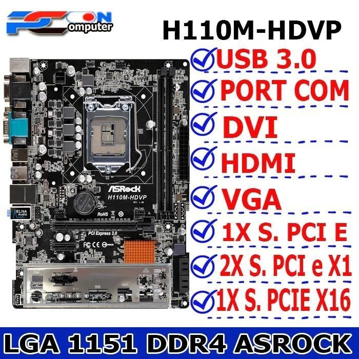 Mainboard Mobo Intel LGA 1151 H110 ASROCK ONBOARD