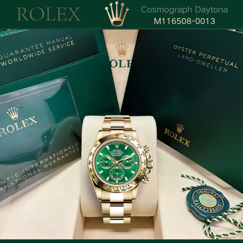 (100% ASLI Rolex) COD Baru Rolex INCLUDE BOX Jam Tangan Dial Hijau Pria Koleksi Cosmograph Daytona41