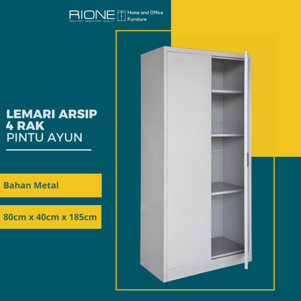 RIONE Lemari Arsip 4 Rak Pintu Ayun | Lemari Arsip dan Penyimpanan