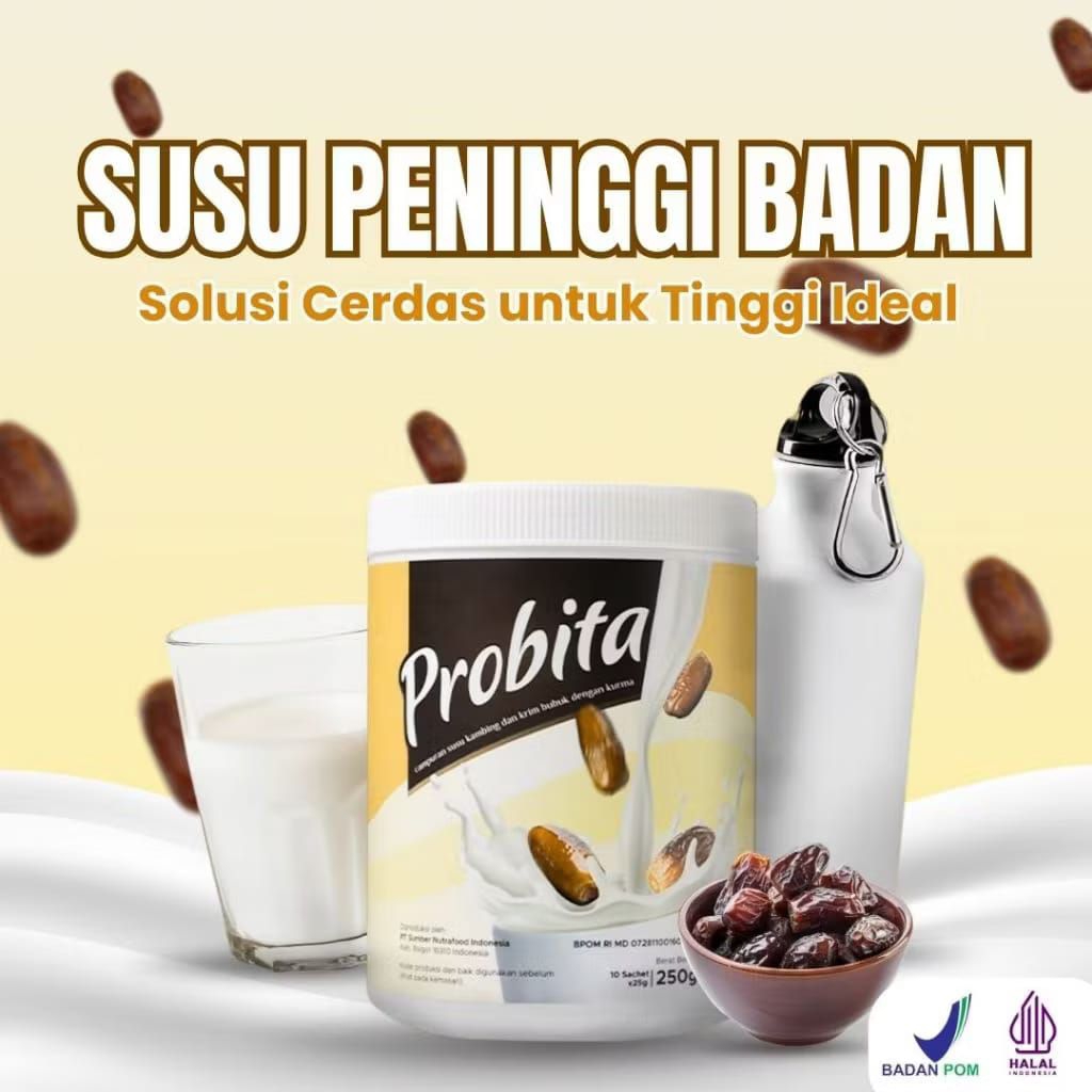 SUSU PROBITA 250 GRAM - SUSU KURMA - SUSU KAMBING ETAWA BUBUK PLUS KURMA - SUSU PENINGGI BADAN TANPA