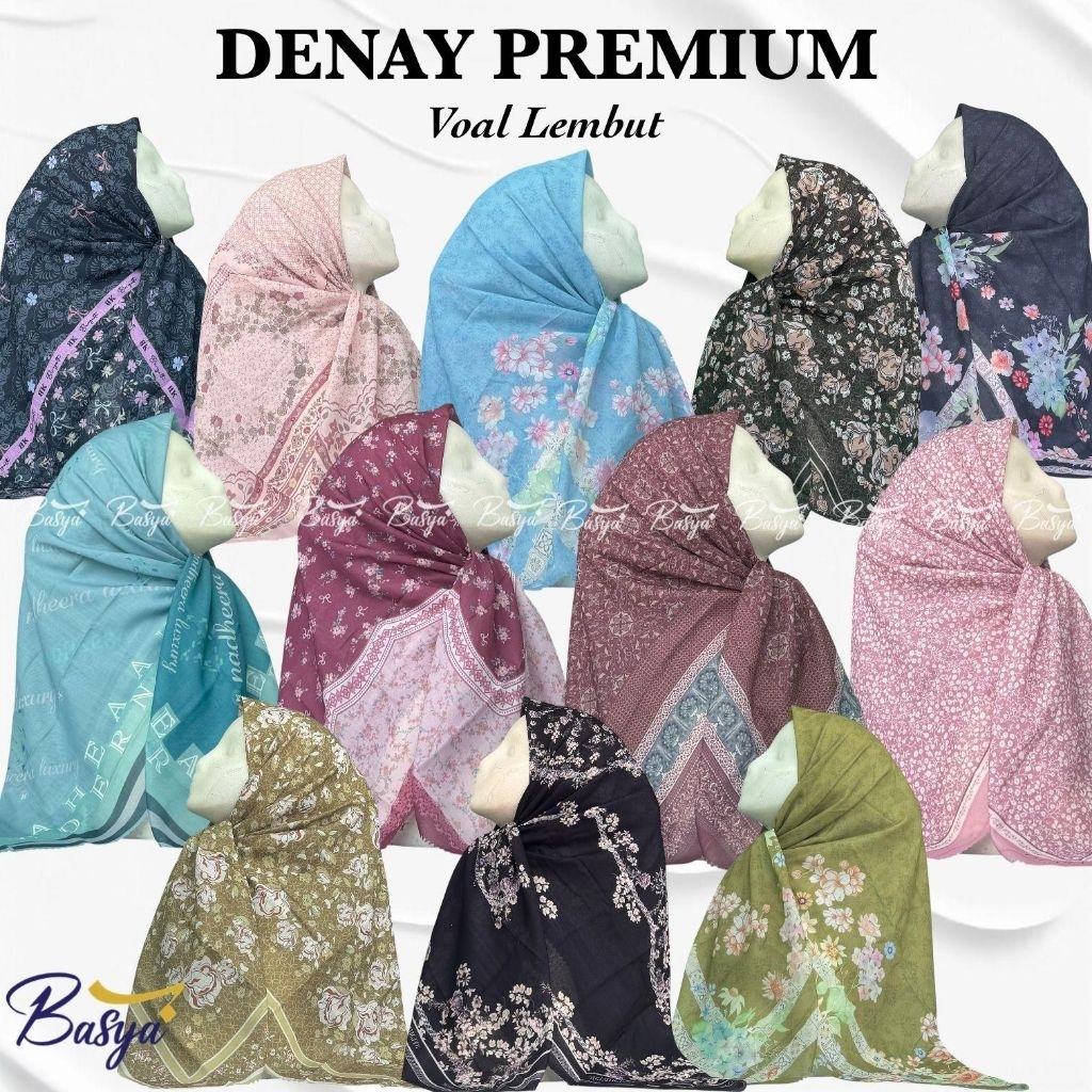 Segi empat DENAY PREMIUM VOAL LEMBUT Jilbab motif lc. Hijab denay. Kerudung denay. Jilbab voal denay