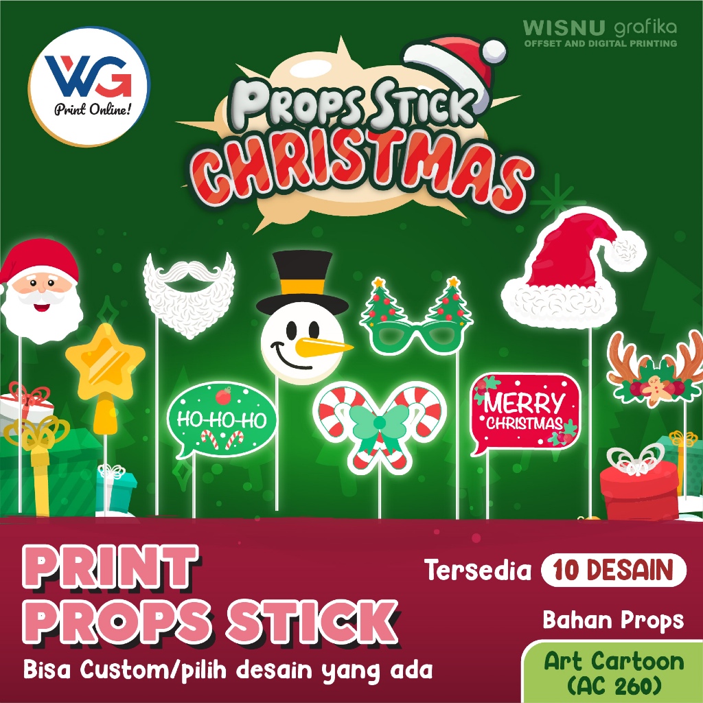 Props Stick Natal Lucu - Aksesori Foto Lucu untuk Acara Christmas, Paket Dekor & Photo Booth