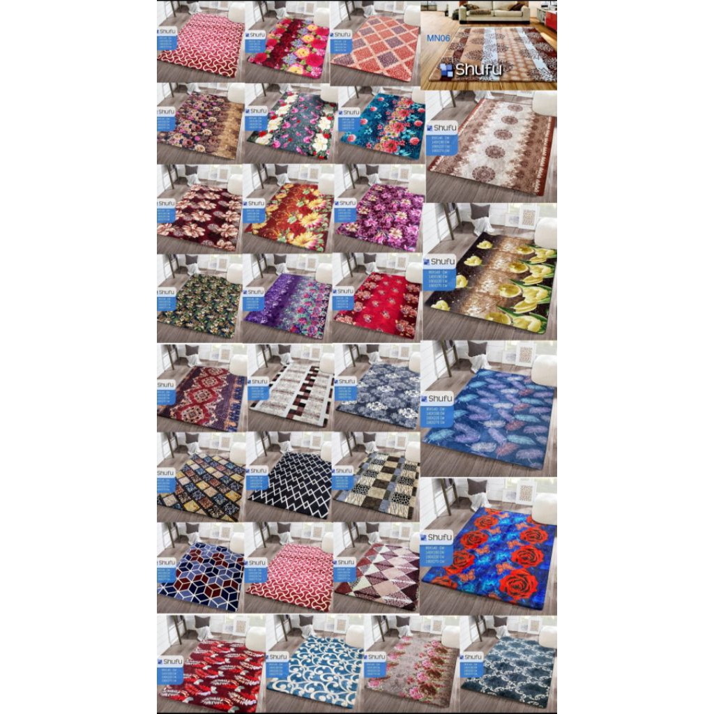 {COD} KARPET MALAYSIA SHUFU EMBOSS Jumbo[190×220]Karpet super lembut dan empuk/Karpet Shufu Emboss,T