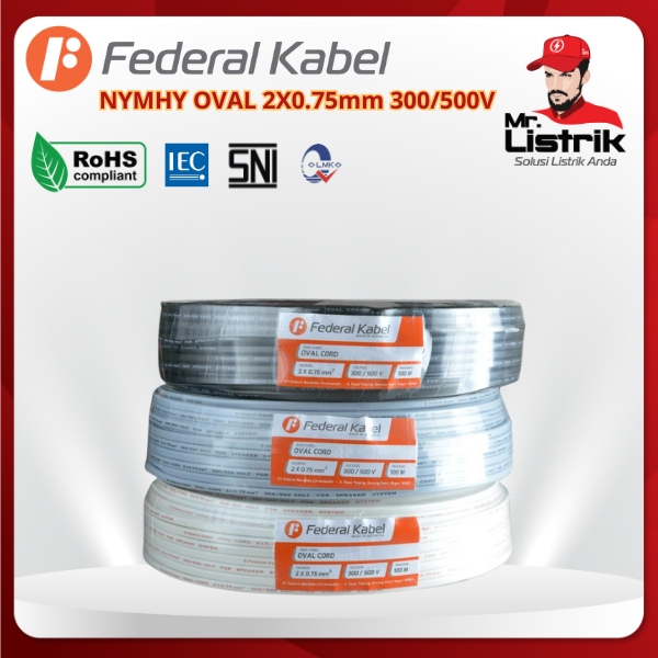 Federal Kabel NYMHY OVAL 2x0.75mm² 300/300V
