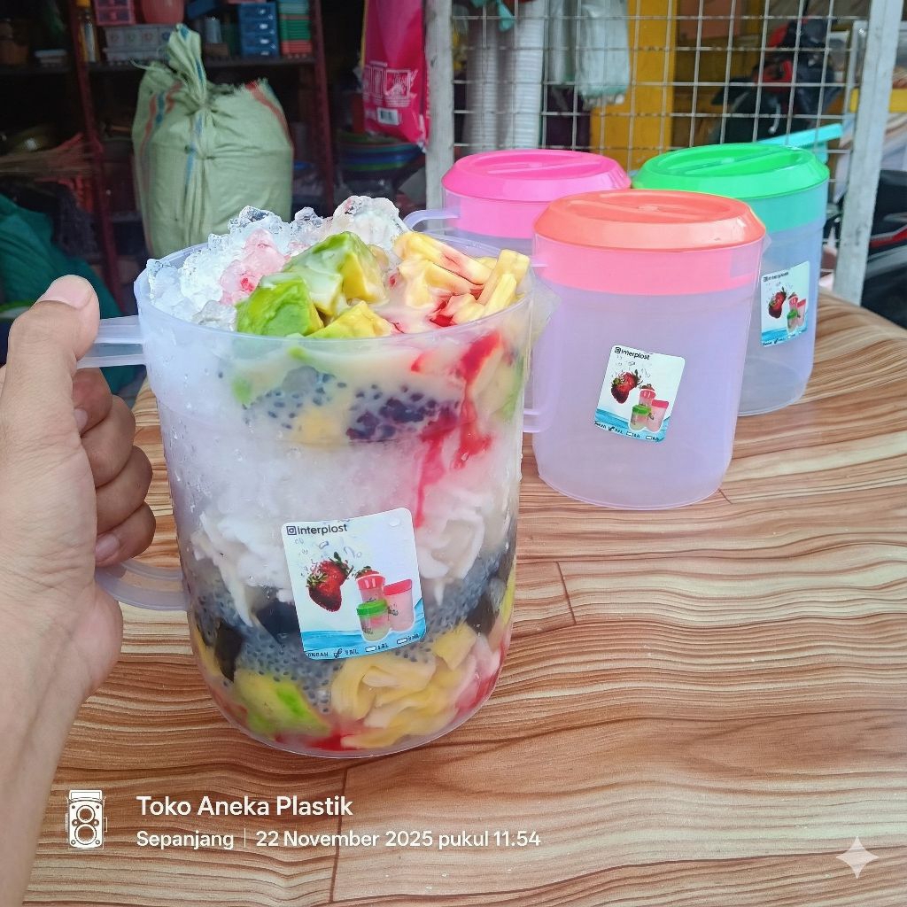 (paket 12 teko) Teko plastik murah grosir | tutup Rapat | teko es teler | teko es campur  Pitcher Pl