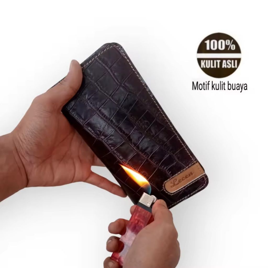 Dompet pria kulit asli motif kulit buaya dompet panjang buat uang dan kartu