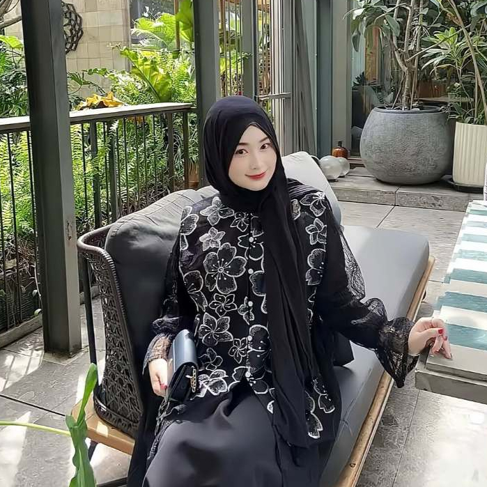 Delova Wardrobe - DIRA OUTER BLOUSE Modern Casual Atasan Baju Pakaian Dress Wanita Brukat Tali Tulle