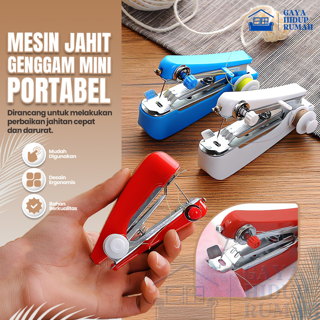 Mesin jahit genggam mini – alat jahit darurat yang cepat dan mudah, portabel dan ringkas, cocok untu