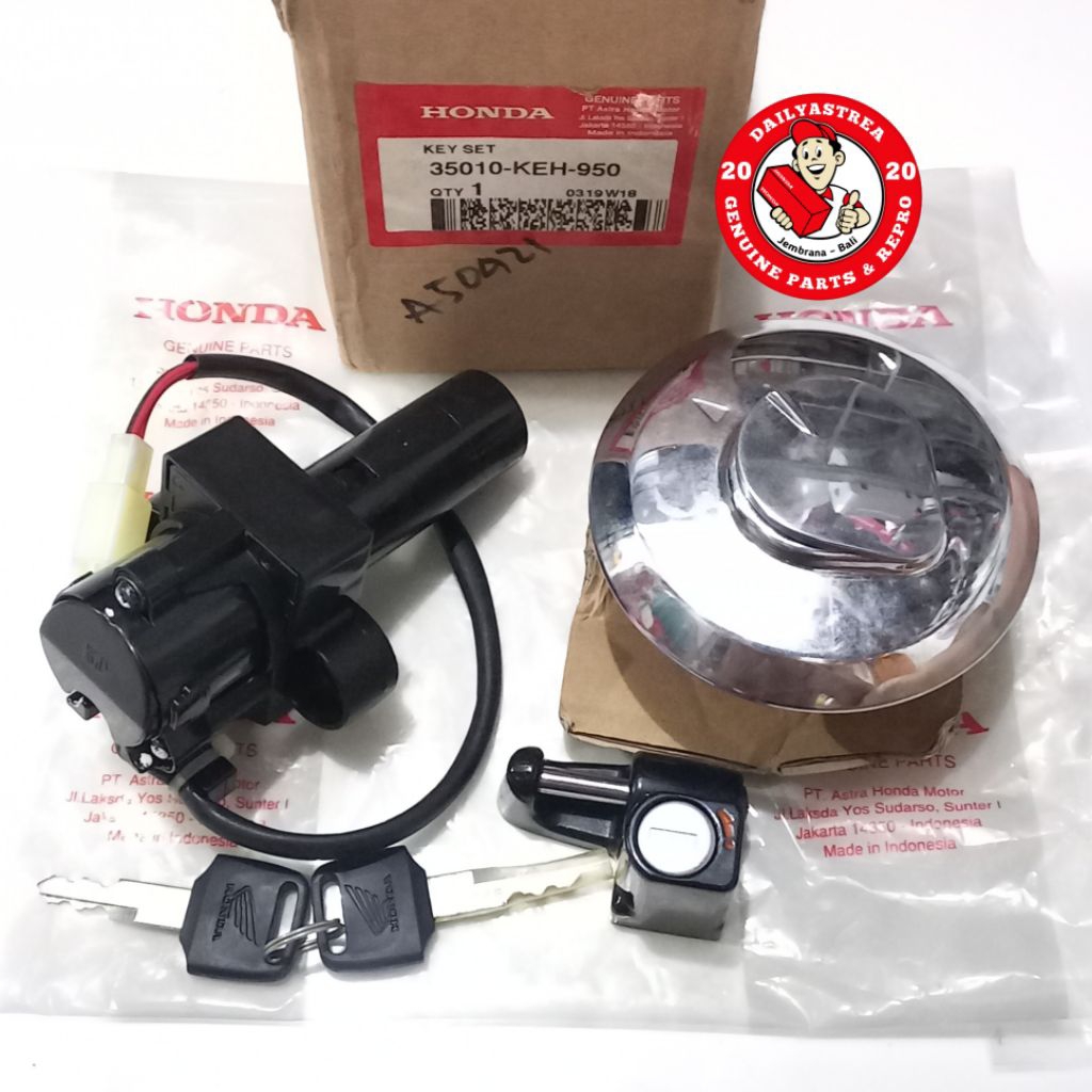KEYSET KEY SET KUNCI KONTAK SET HONDA MEGAPRO MEGA PRO HIU LAMA OLD 1999 ORIGINAL ORI AHM 35010-KEH-
