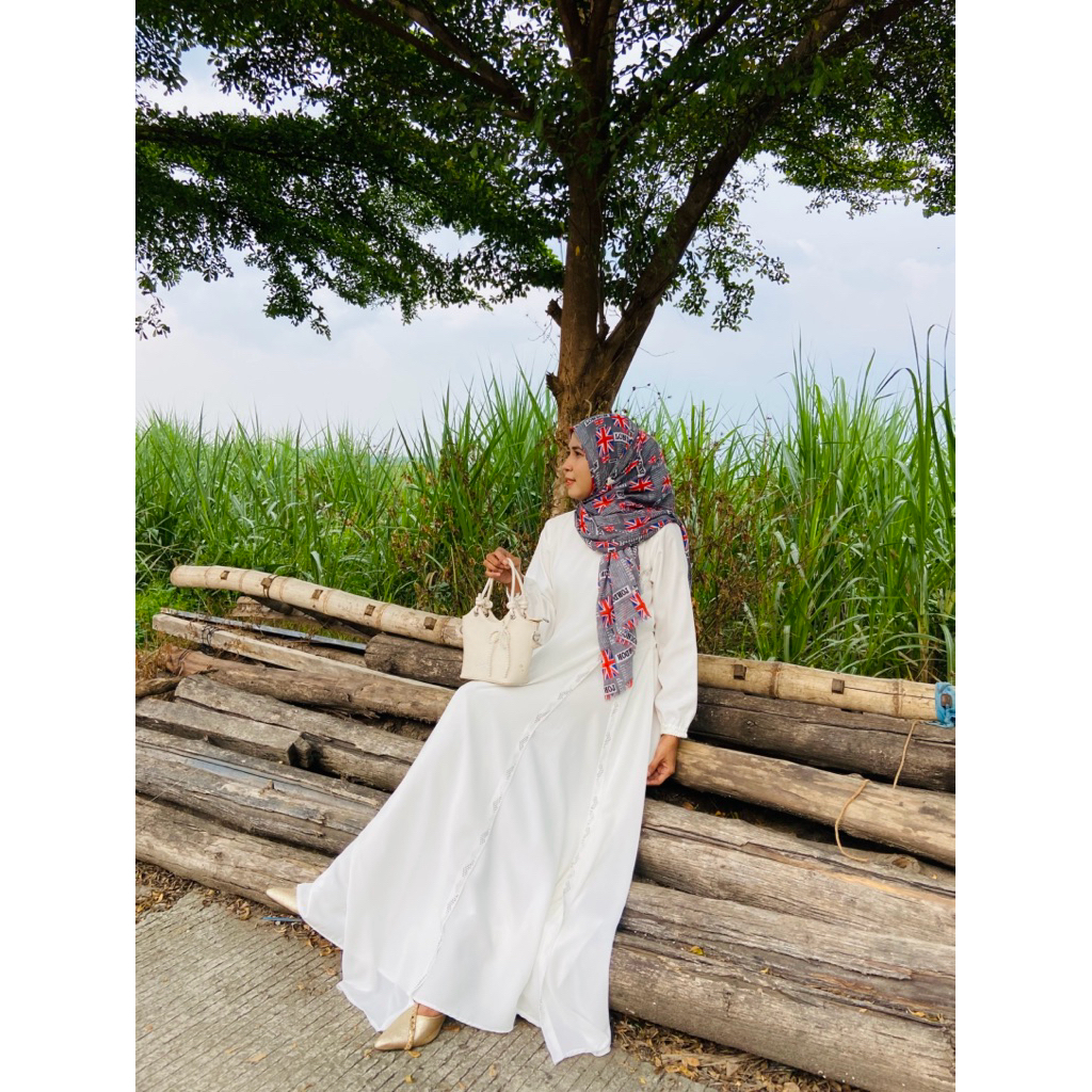 GAMIS ABAYA PUTIH PAYET