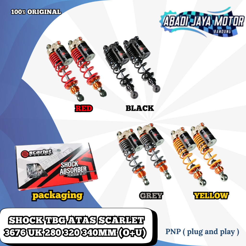 Shock Tabung Atas 3676 (O+U) [ Ukuran : 280, 320, & 340 MM ] { Merk Scarlet Racing }