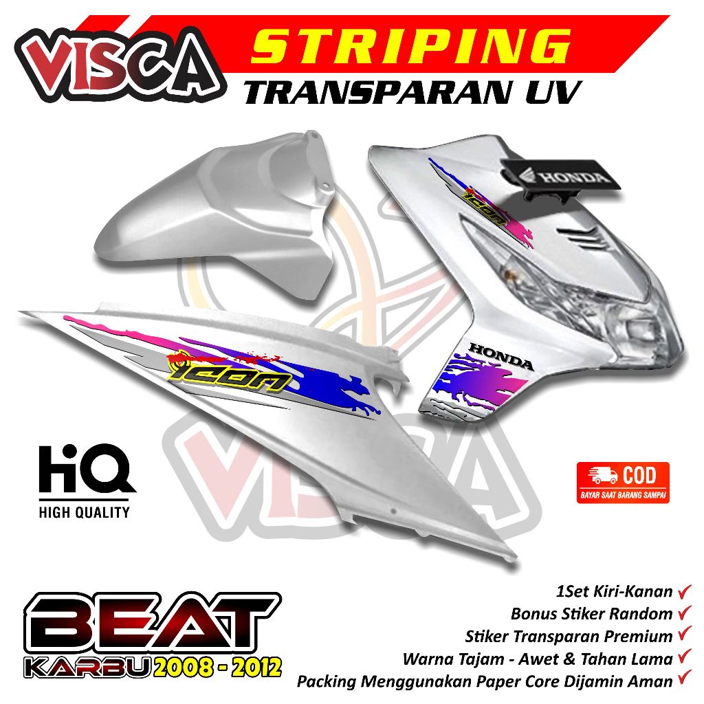Striping Transparan Beat Karbu 2008 - 2012 Desain Simpel Variasi Icon