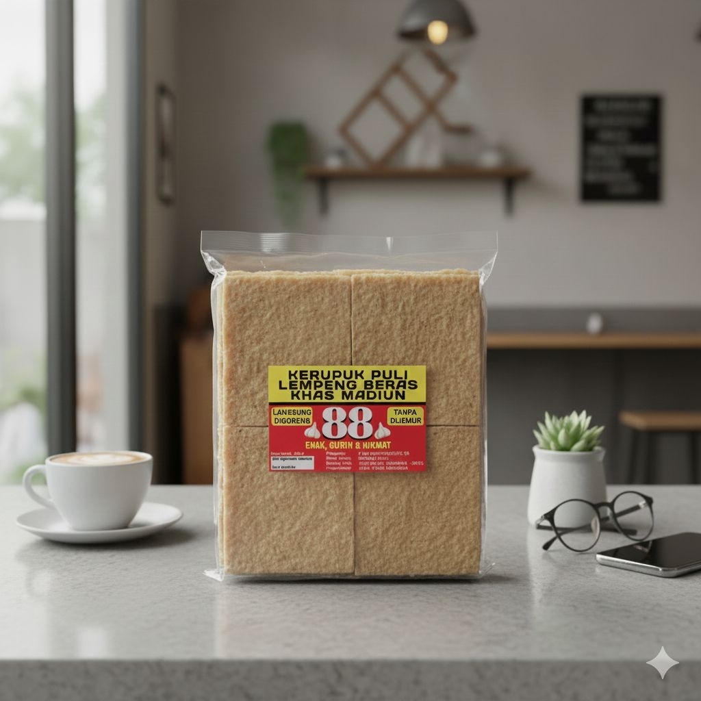 KERUPUK PULI LEMPENG BERAS CAP "88" KHAS MADIUN ( 250 GR )