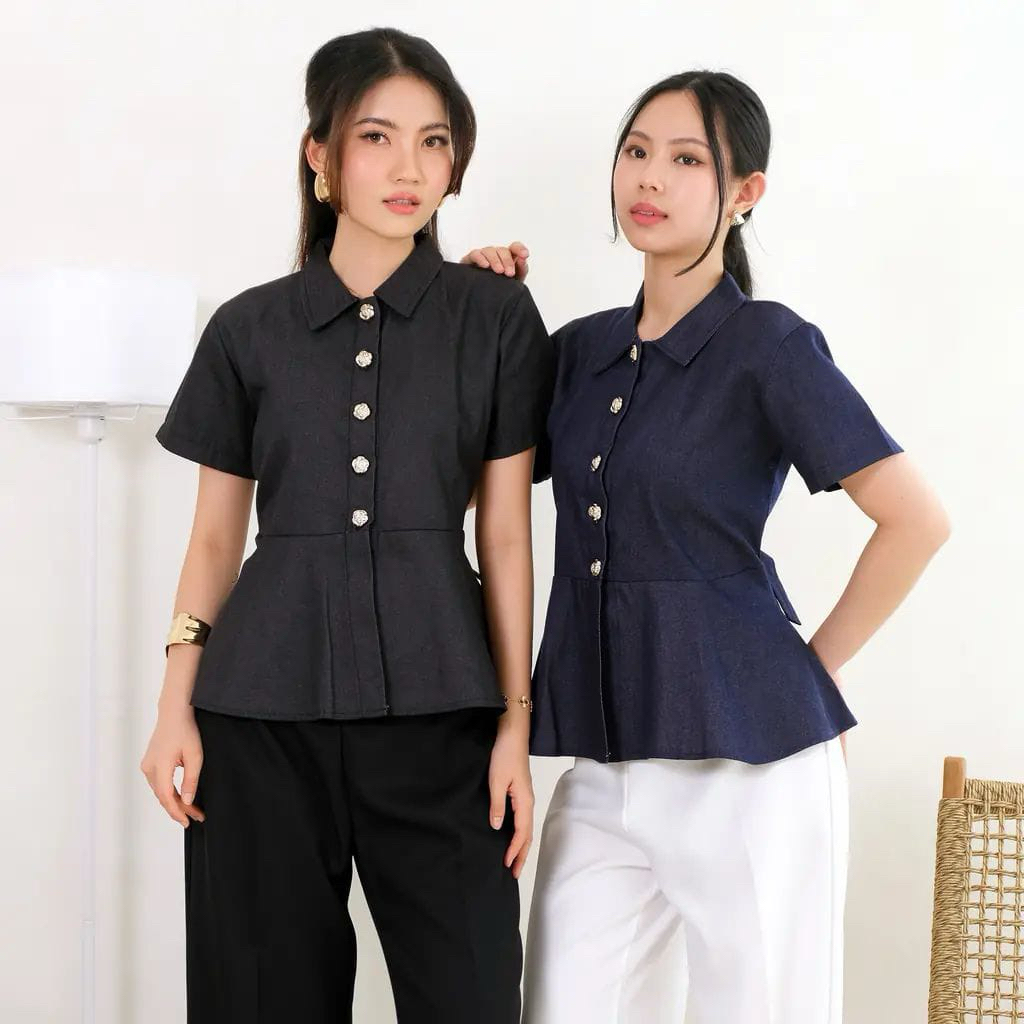 Evilia Denim Blouse | Pakaian Wanita | Atasan Wanita | Baju Wanita |