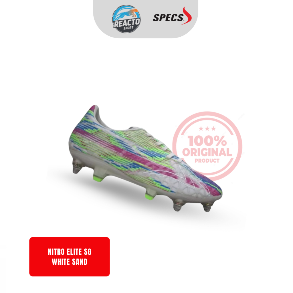 Sepatu Bola Specs Accelerator Lightspeed 4 Nitro Elite SG Original - White Sand/Green Gecko