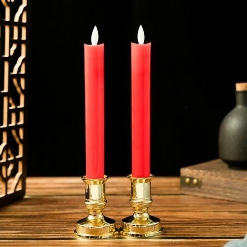 LILIN LED SET 2 PCS MERAH / LILIN MERAH LED / DEKORASI PERLENGKAPAN PESTA