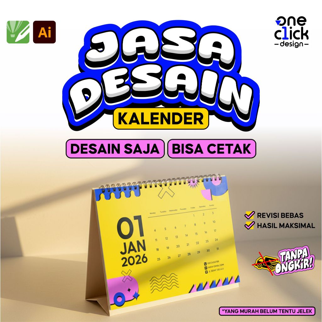 JASA DESAIN KALENDER CUSTOM - DESIGN CALENDAR - KALENDER MEJA DINDING 2026