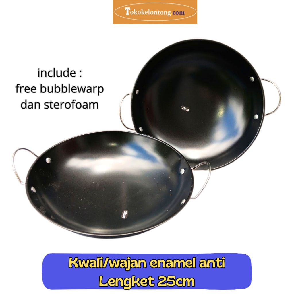 Wajan anti lengket enamel 25cm/kwali anti lengket 25cm