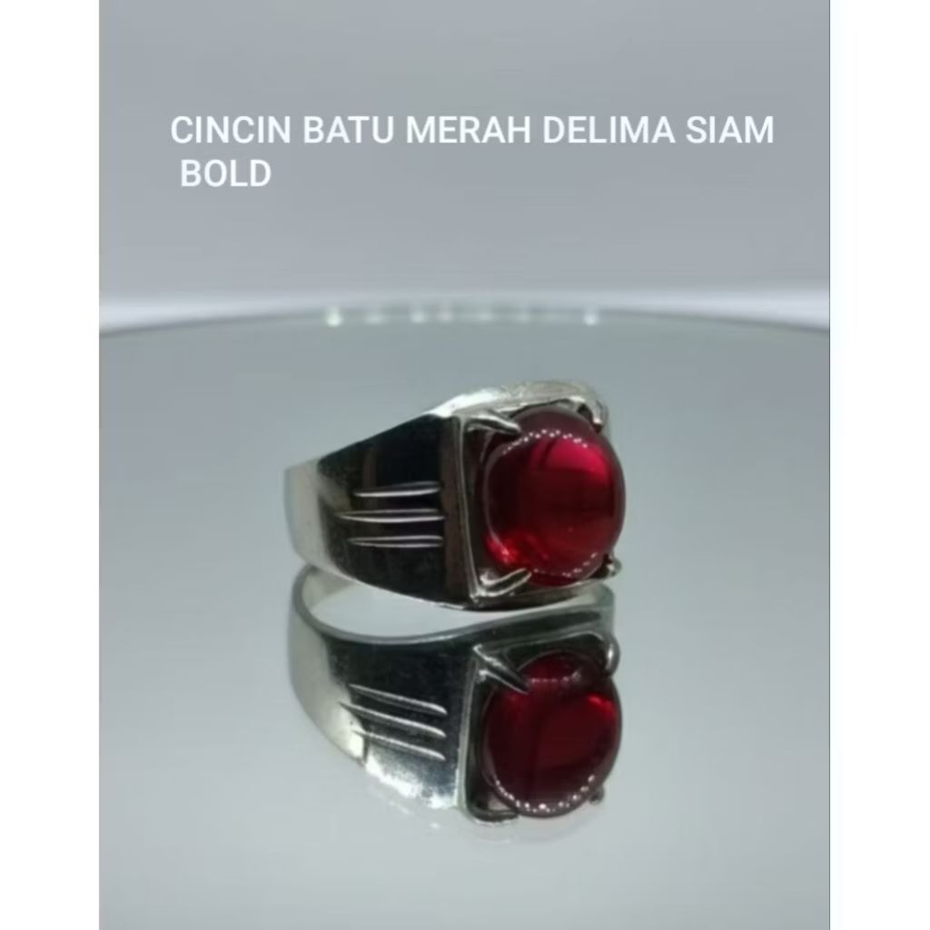 cincin batu akik delima merah siem bukan bangkok 12 mm mban monel gigi