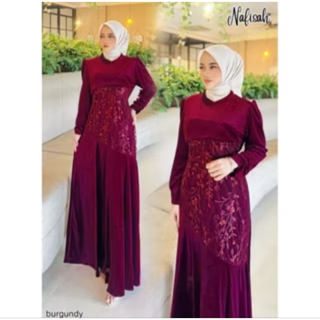 NAFISAH DRESS GAMIS BLUDRU GAMIS PESTA BUSANA MUSLIMAH SERAGAMAN LEBARAN NIKAHAN BRIDESMAID WISUDA L