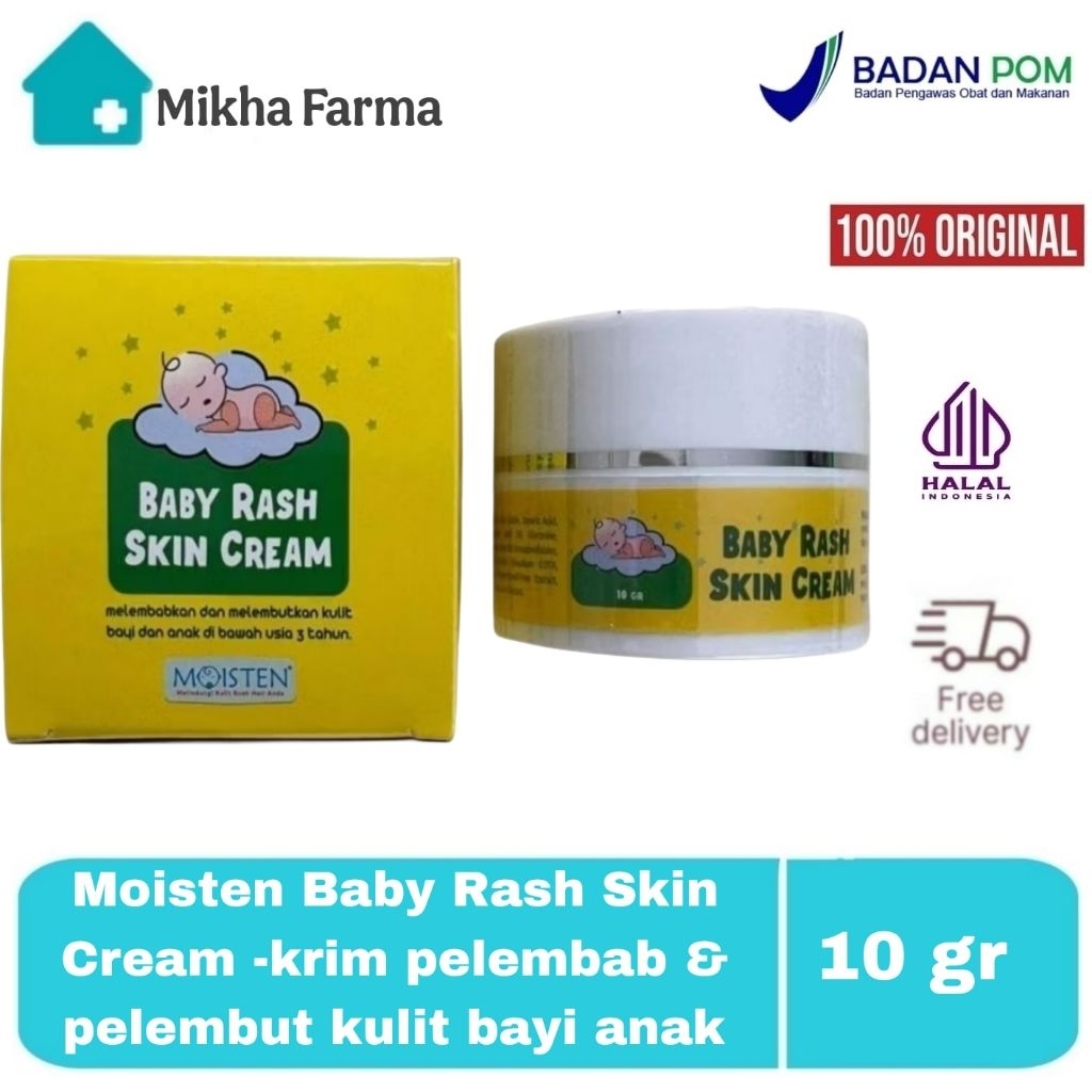 Moisten Baby Rash Skin Cream -krim pelembab & pelembut kulit bayi anak - BPOM