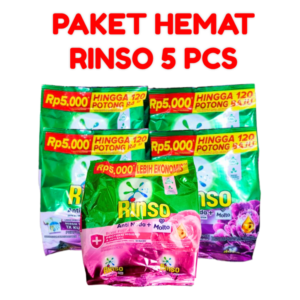 RINSO BUBUK KEMASAN 5000 / RINSO BUBUK 5000 AN ISI 5 PCS