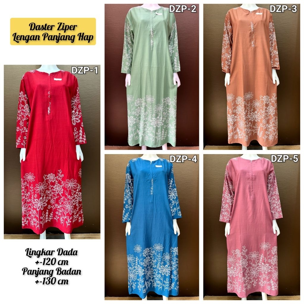 Daster HAP Ziper Lengan Panjang Rit Resleting Busui Premium Cantik Adem Viral Kekinian Baju Tidur Ka